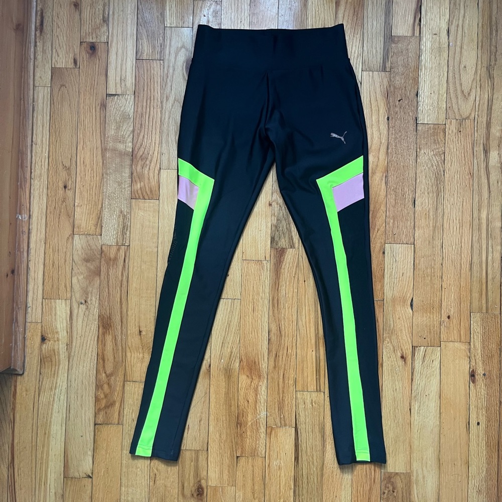 Puma Chase neon and black leggings XS - Picture 3 of 7